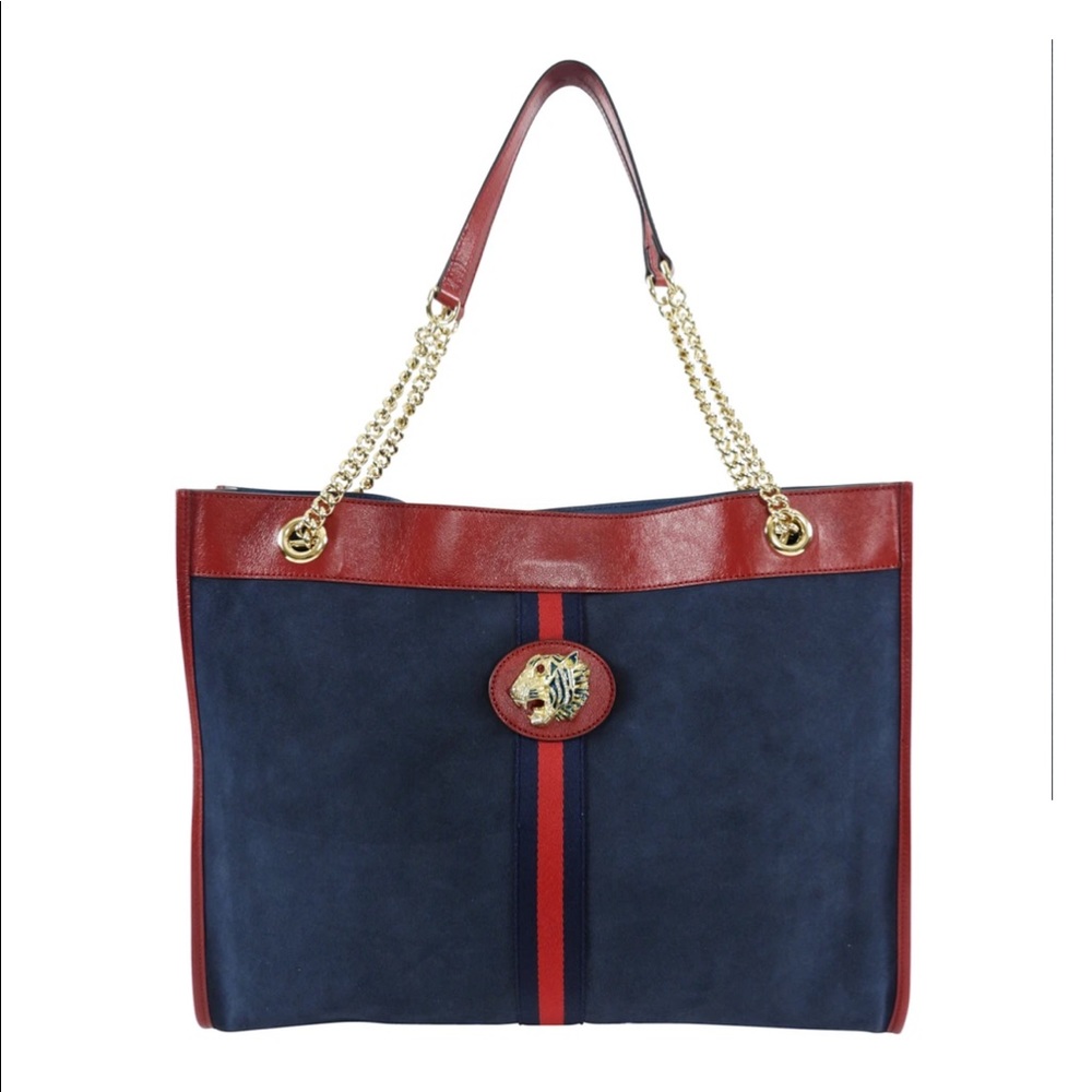Gucci Rajah Large Blue Suede Tote RARE!!! - Picture 4 of 8
